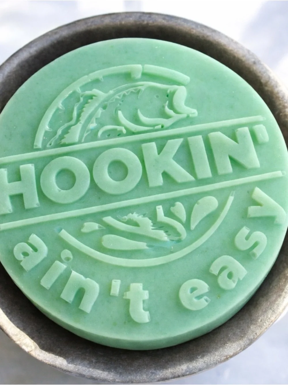 Sandalwood soap Hookin' Ain't Easy fishing 4x4 8oz shea butter based